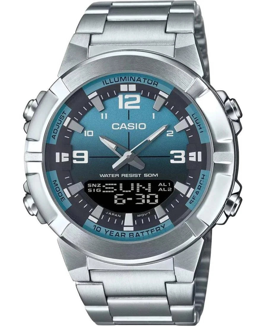 Casio Analog-Digital Blue Dial Stainless Steel Watch – AMW-870DA-2A1VDF