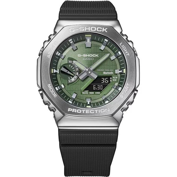 Casio G-SHOCK GBM-2100A-1A3 G-STEEL Metal Covered CasiOak Bluetooth Solar Watch | Green Dial | 200M WR