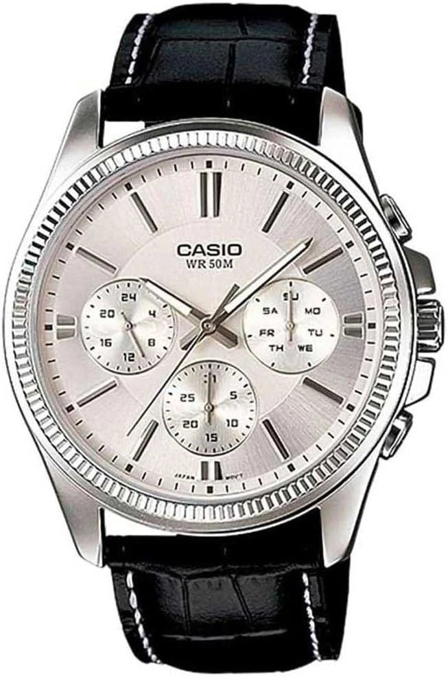 Casio MTP-1375L-7AV Men’s Silver Dial Leather Watch