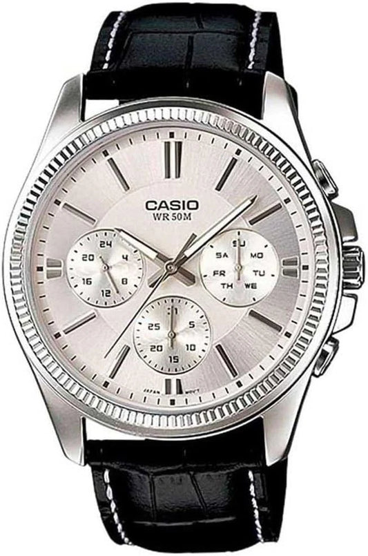 Casio MTP-1375L-7AV Men’s Silver Dial Leather Watch