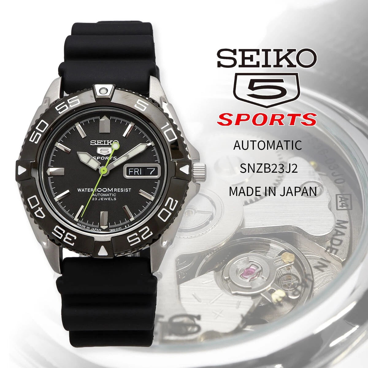 Seiko 5 Sports SNZB23J2 Automatic Black Men’s Watch