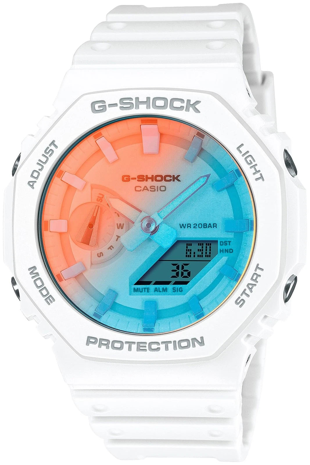 Casio G-SHOCK GA-2100TL-7ADR Beach Time Lapse White Analog-Digital Watch | Carbon Core Guard | 200M WR