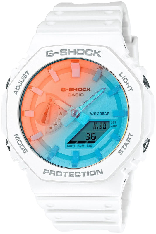 Casio G-SHOCK GA-2100TL-7ADR Beach Time Lapse White Analog-Digital Watch | Carbon Core Guard | 200M WR