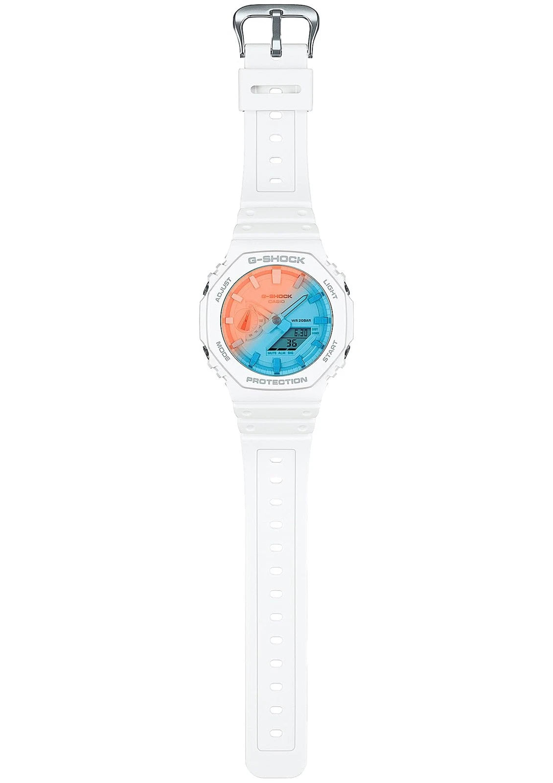 Casio G-SHOCK GA-2100TL-7ADR Beach Time Lapse White Analog-Digital Watch | Carbon Core Guard | 200M WR