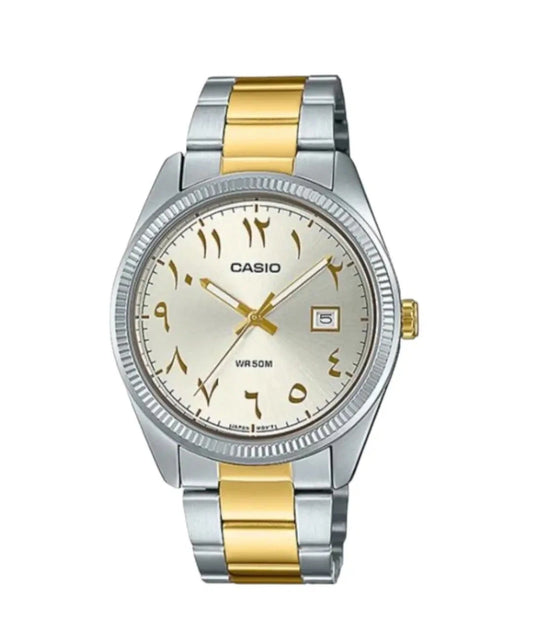 Casio Classic MTP-1302SG-7B3 Two-Tone White Arabic Dial Men's Watch
