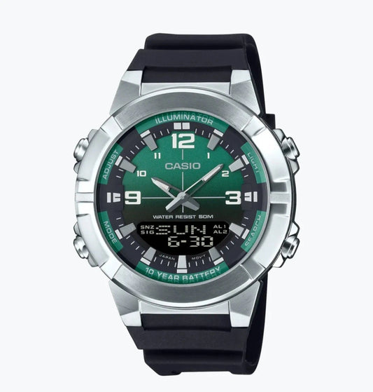 Casio AMW-870A-3AVDF Men's Analog-Digital Stainless Steel Green Dial Watch