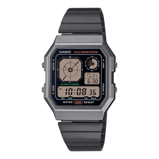 Casio Vintage A130WEGG-1ADF Unisex Black Ion-Plated Digital Stainless Steel Watch
