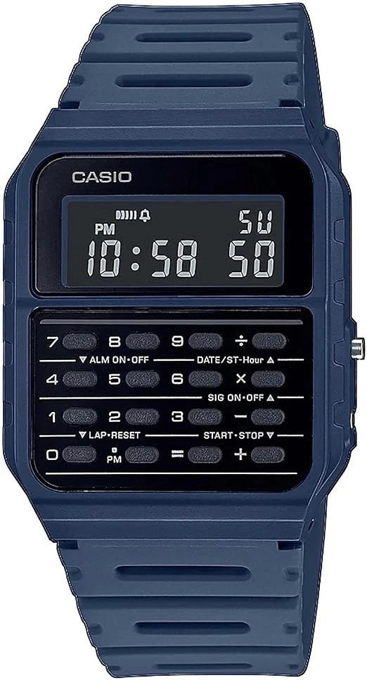 Casio Vintage CA-53WF-2B Unisex Blue Calculator Digital Watch
