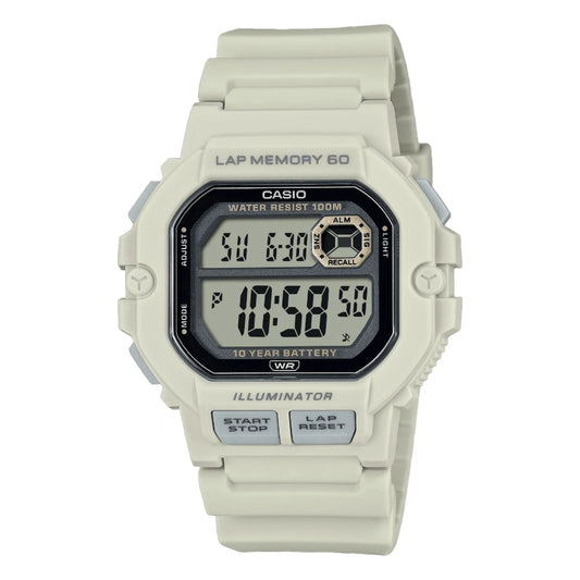 Casio WS-1400H-8A Men's Digital Sports Watch Grey Resin Strap with Lap Memory