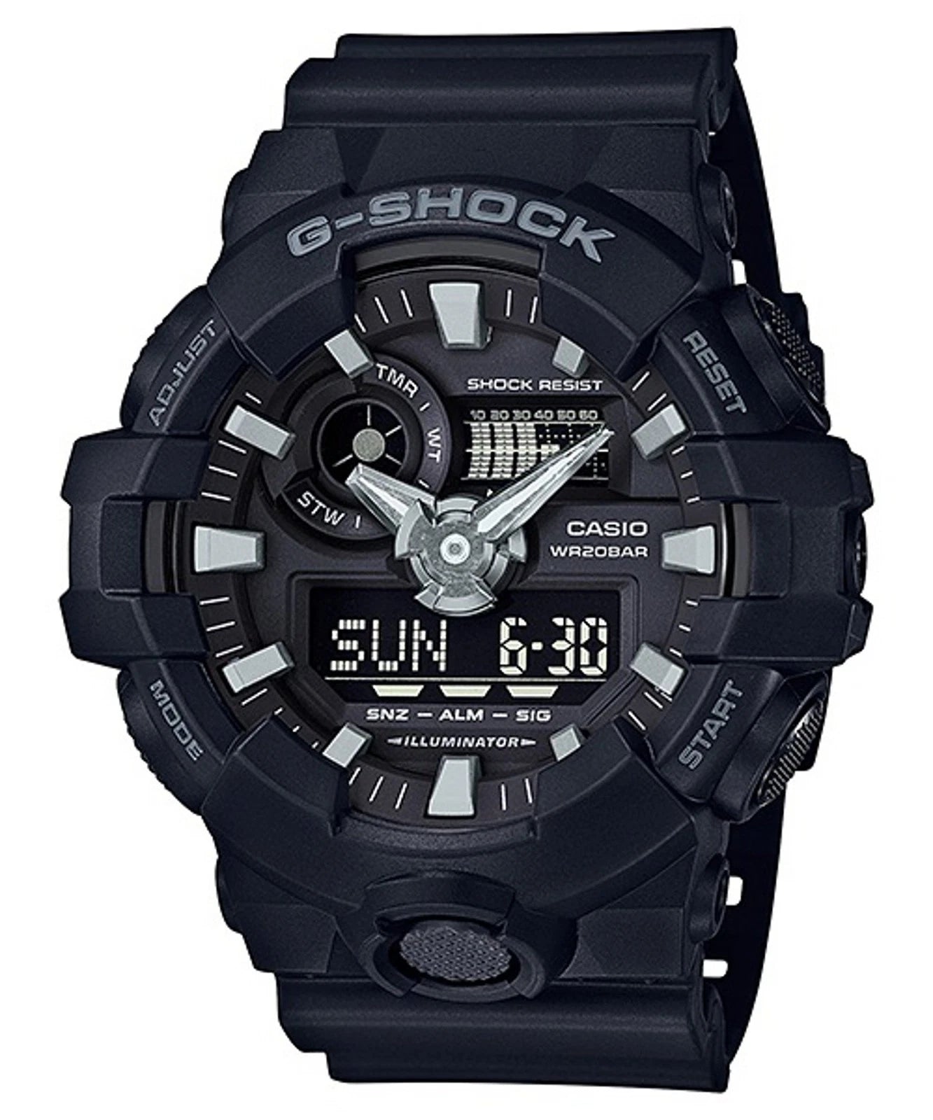 Casio G-SHOCK GA-700-1BDR Analog-Digital Black Watch | Super Illuminator | 200M Water Resistant
