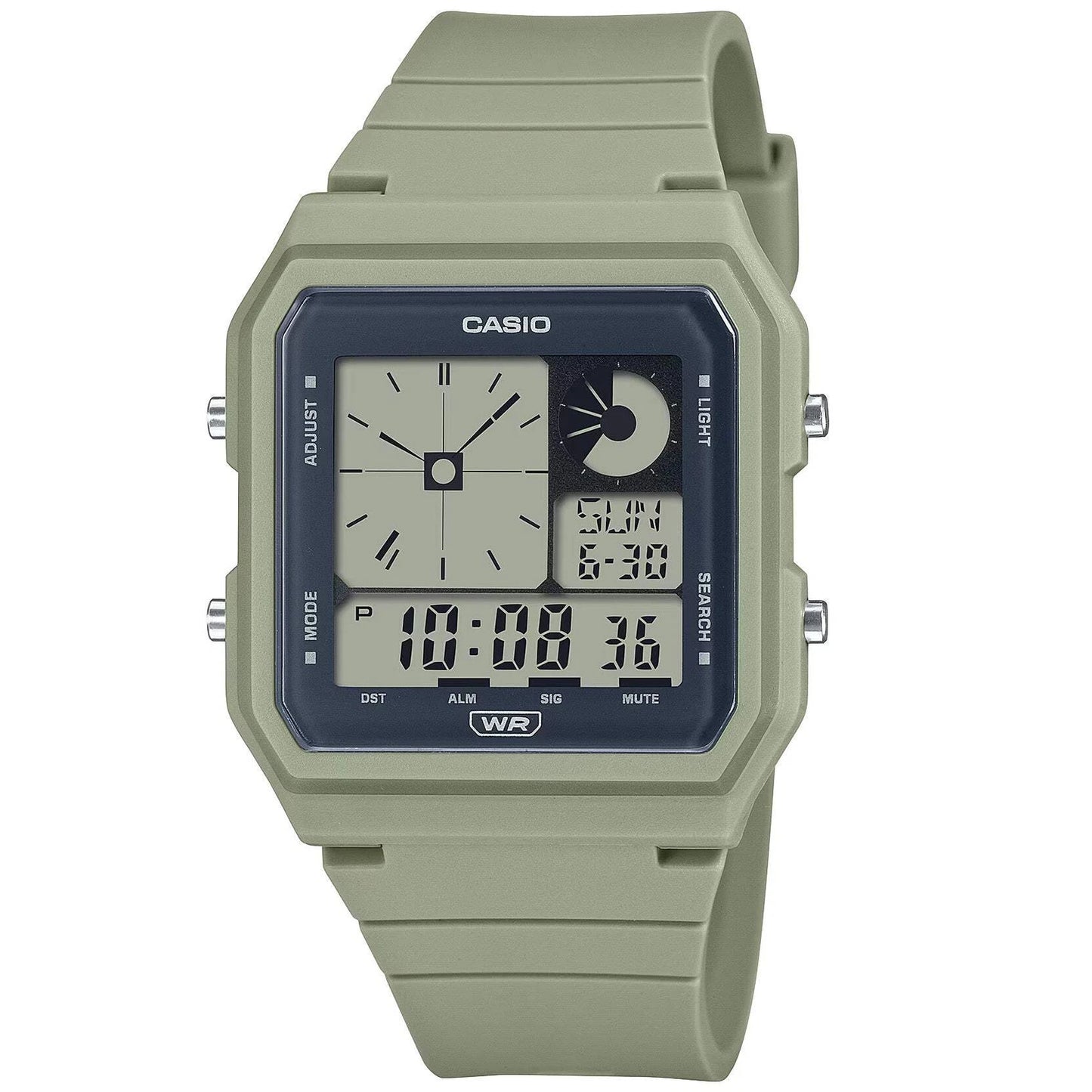 Casio LF-20W-3ADF Unisex Digital Watch Grey Dial Green Bio-Based Resin Band