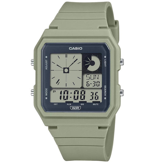 Casio LF-20W-3ADF Unisex Digital Watch Grey Dial Green Bio-Based Resin Band