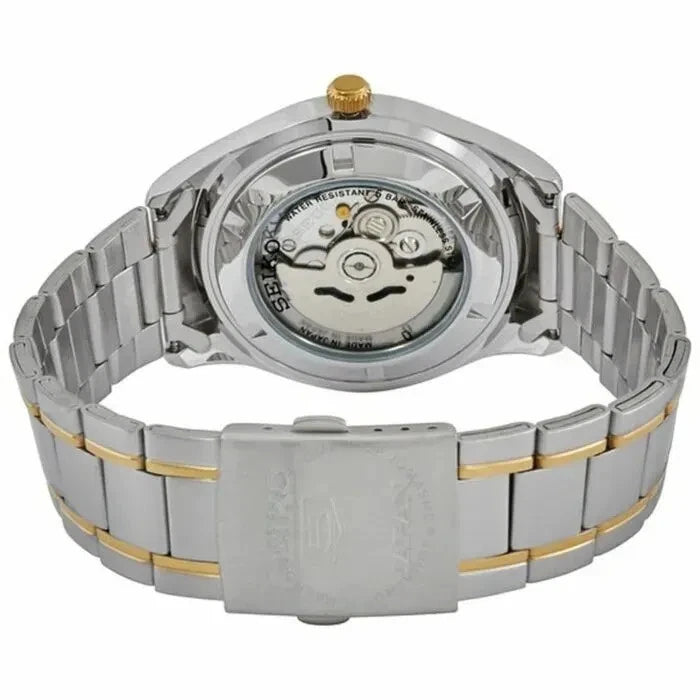 Seiko 5 SNKP22J1 Automatic Men's Watch | White Arabic Dial | Two-Tone Stainless Steel | Japan Made