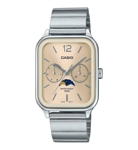 Casio MTP-M305D-9AV Men's Analog Stainless Steel Moon Phase Watch