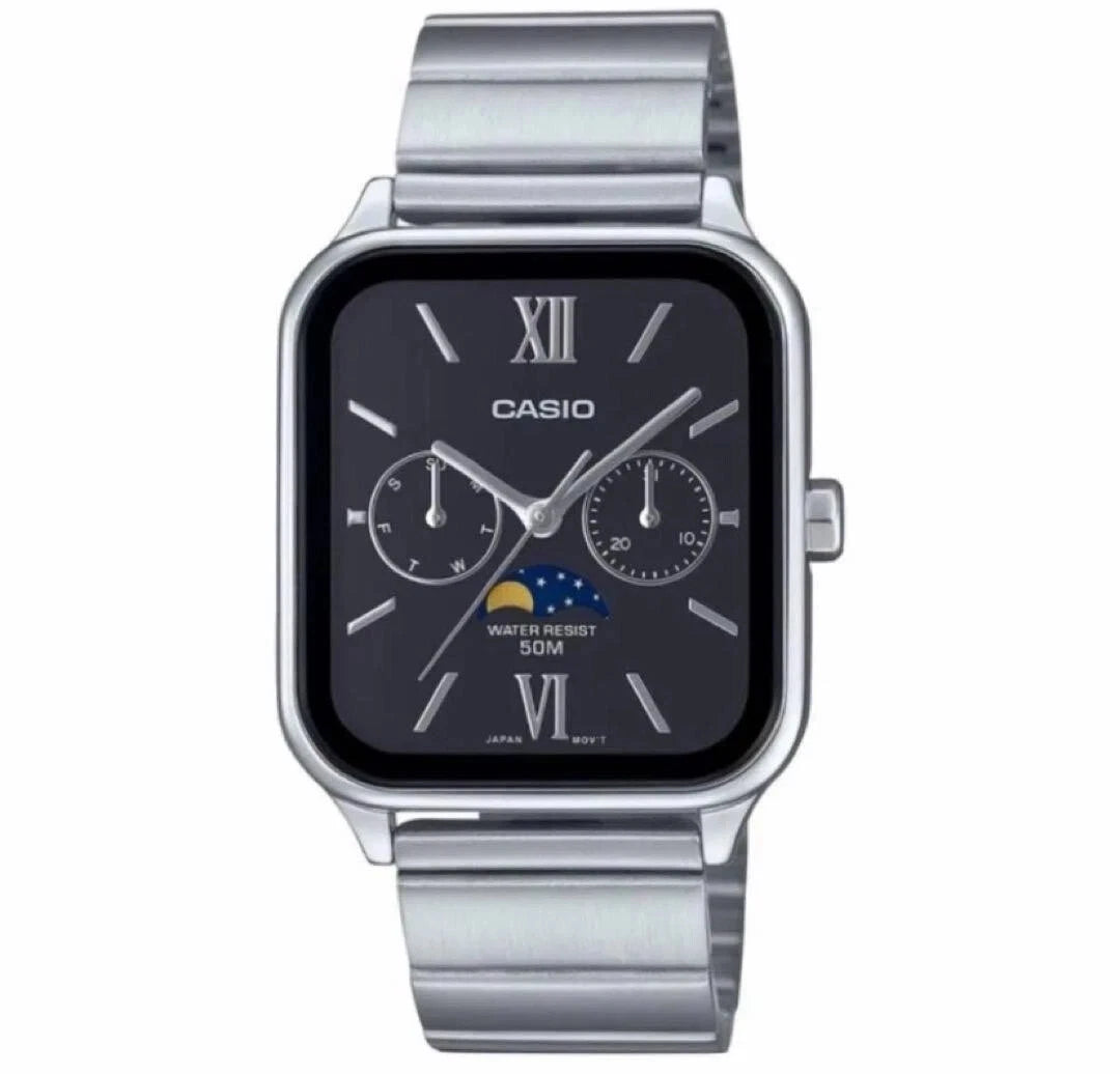 Casio MTP-M305D-1A2 Men's Stainless Steel Moon Phase Analog Watch