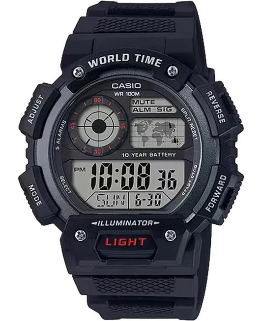 Casio AE-1400WH-1A Digital Men's Watch | 10-Year Battery | World Time | 100M Water Resistant