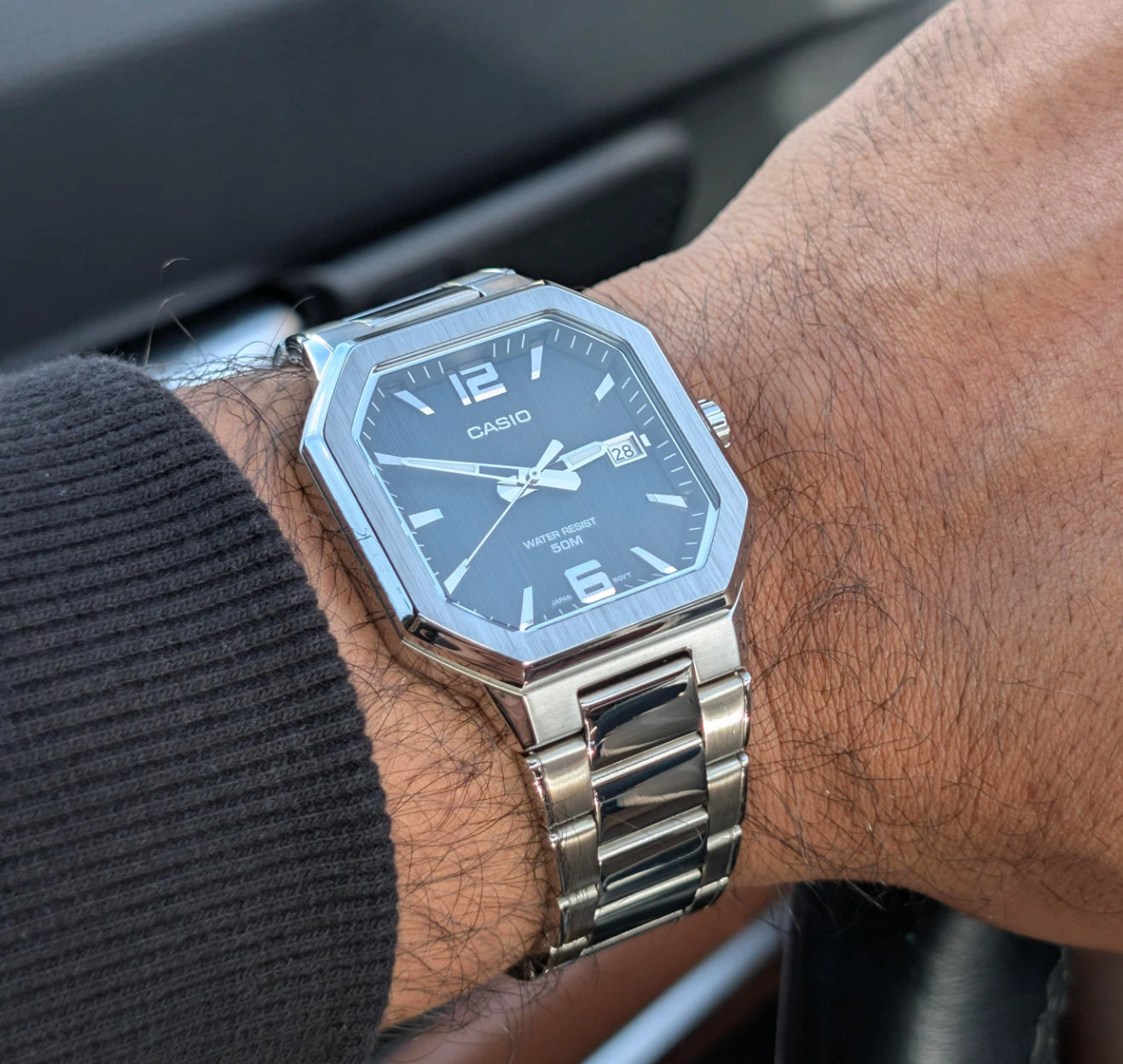 Casio MTP-B195D-1AV Men's Analog Stainless Steel Watch – Black Dial