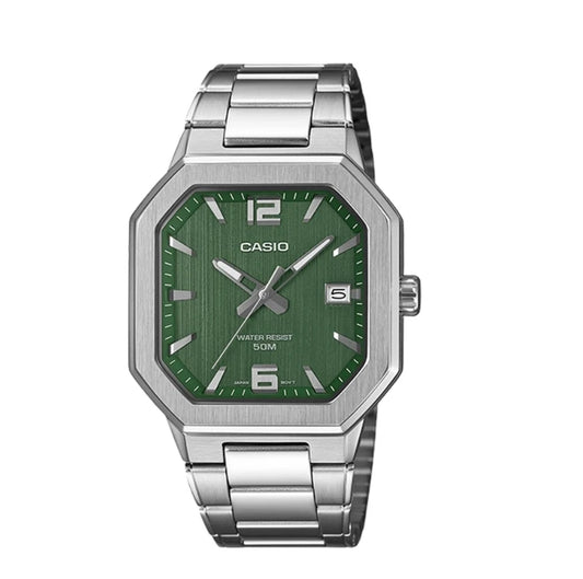 Casio MTP-B195D-3AV Men's Analog Stainless Steel Watch – Green Dial