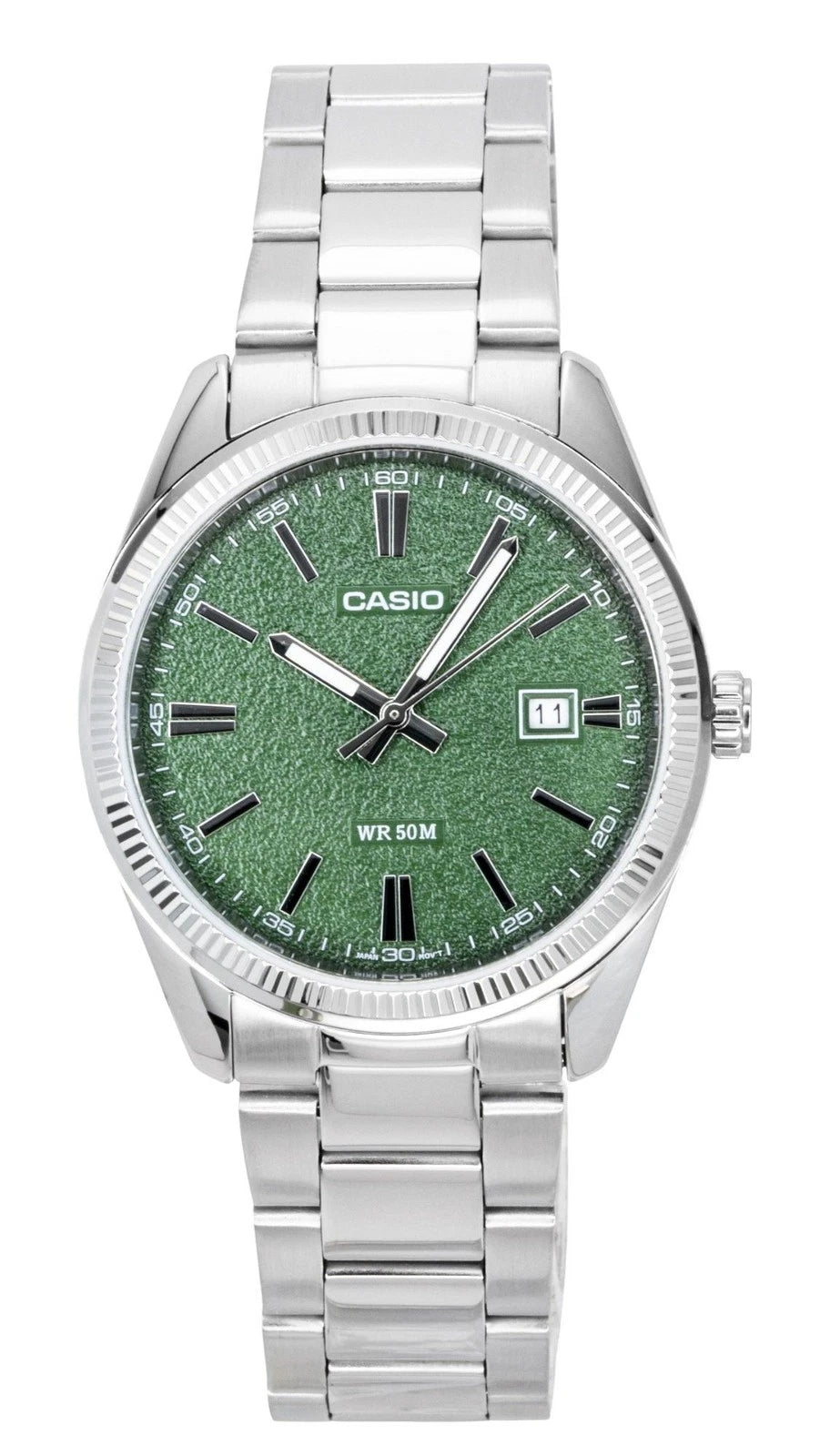 Casio MTP-1302DA-3AV Green Dial Stainless-Steel Watch