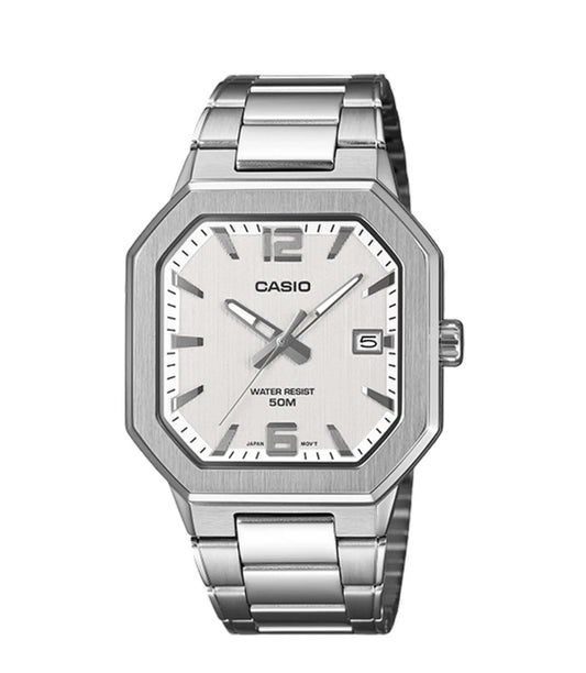 Casio MTP-B195D-7AV Men's Analog Stainless Steel Watch – Silver White Dial