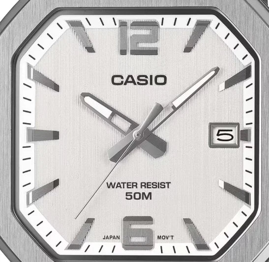 Casio MTP-B195D-7AV Men's Analog Stainless Steel Watch – Silver White Dial