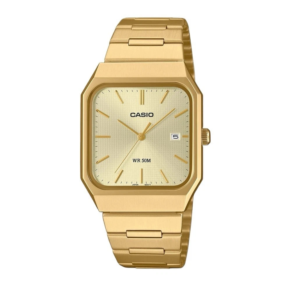 Casio MTP-B185G-9AV Gold Rectangular Watch