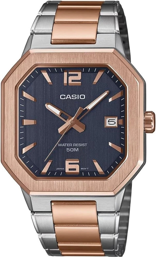 Casio MTP-B195RG-2AV – Premium Two-Tone Rose Gold & Blue Dial Men's Watch