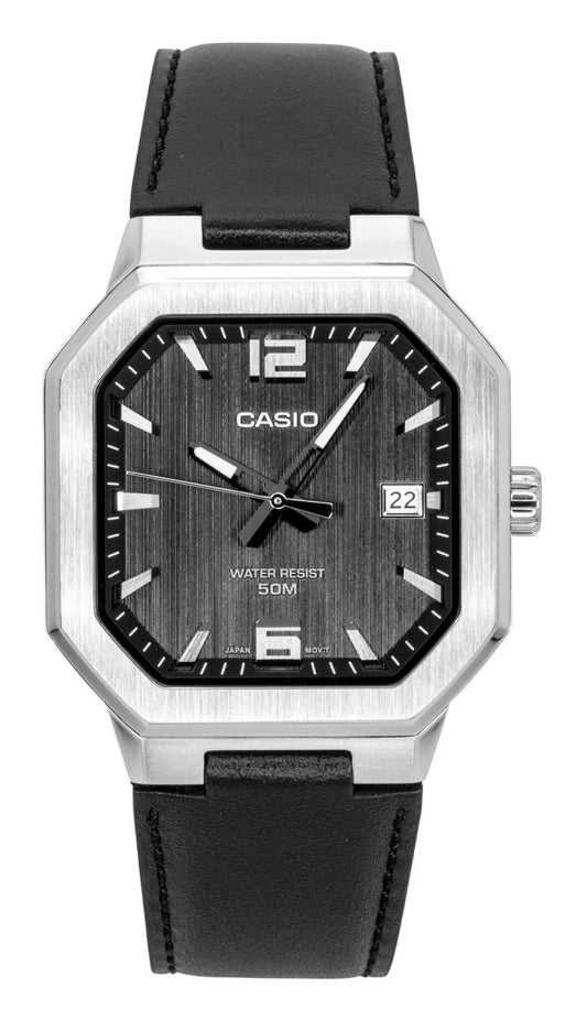 Casio MTP-B195L-1AV Men's Analog Watch – Black Dial Genuine Leather Strap