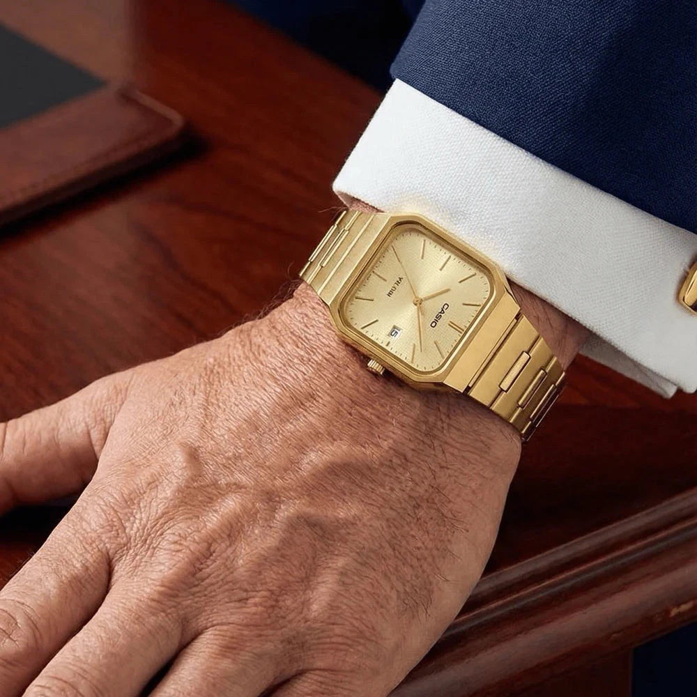 Casio MTP-B185G-9AV Gold Rectangular Watch