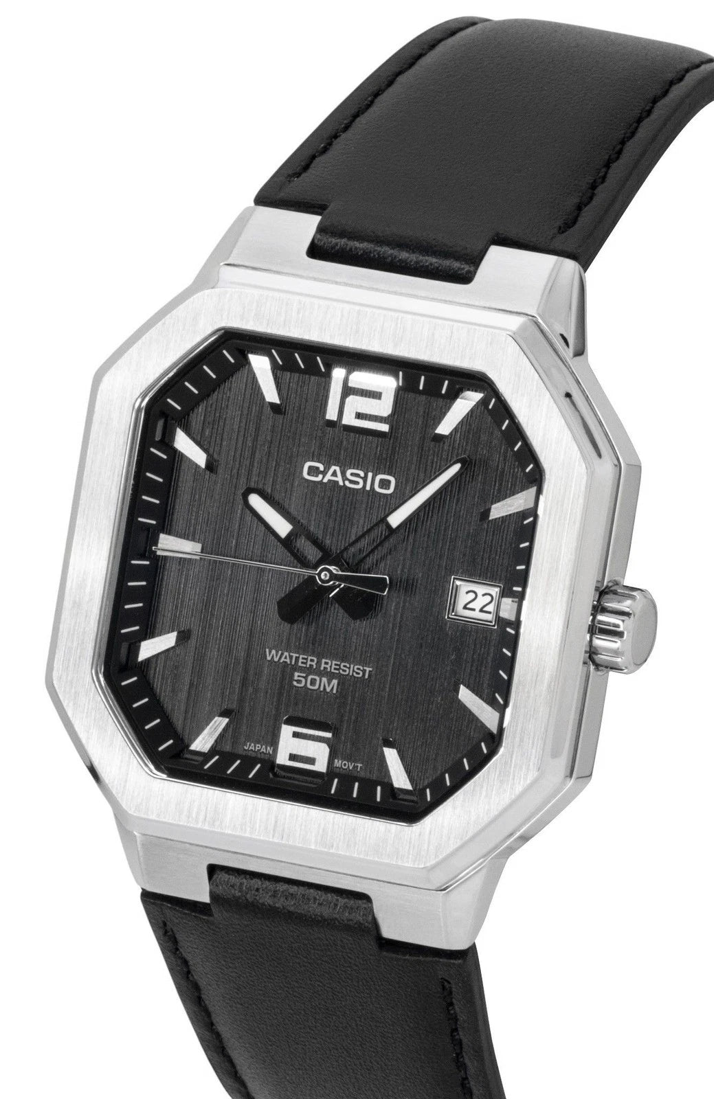 Casio MTP-B195L-1AV Men's Analog Watch – Black Dial Genuine Leather Strap