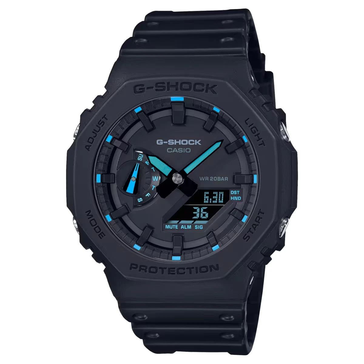 Casio G-SHOCK GA-2100-1A2 Black & Blue Carbon Core Watch