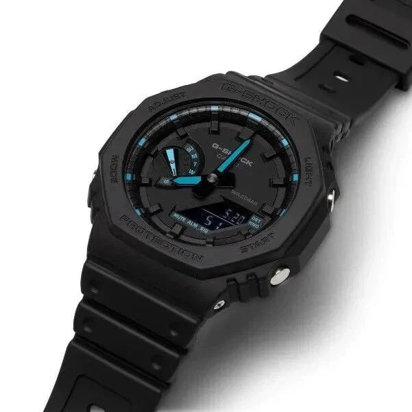 Casio G-SHOCK GA-2100-1A2 Black & Blue Carbon Core Watch