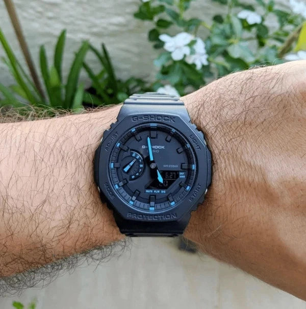 Casio G-SHOCK GA-2100-1A2 Black & Blue Carbon Core Watch