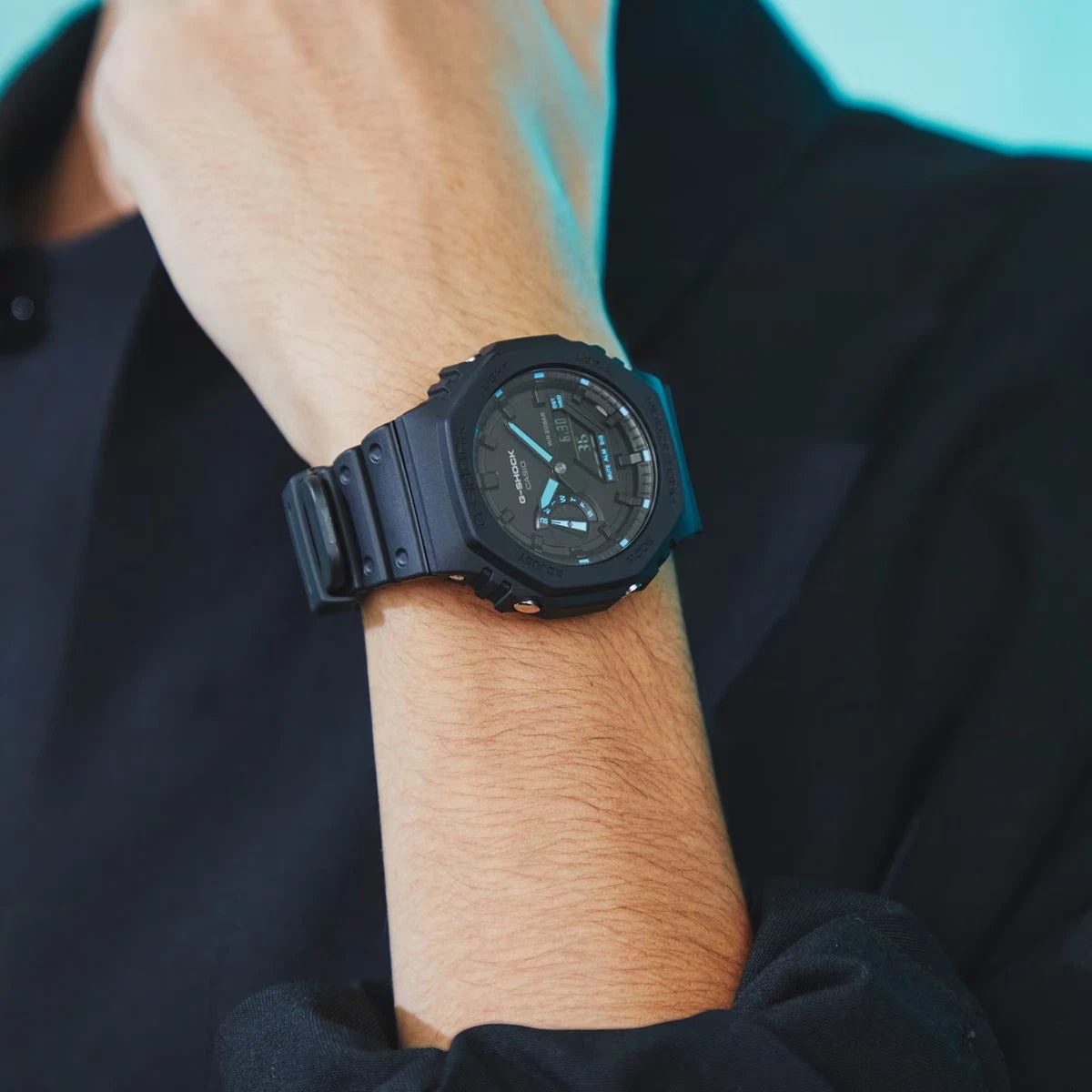 Casio G-SHOCK GA-2100-1A2 Black & Blue Carbon Core Watch