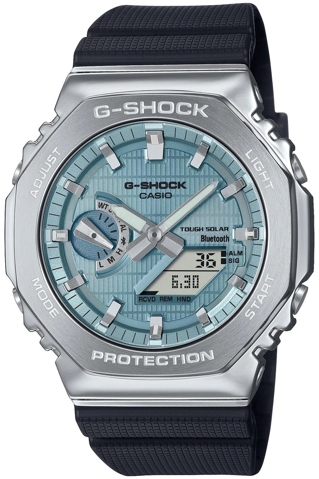Casio G-SHOCK GBM-2100A-1A2 G-STEEL Metal Covered CasiOak Bluetooth Solar Watch | Blue Dial | 200M WR