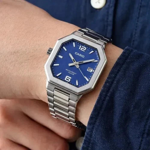Casio MTP-B195D-2AV Men's Analog Stainless Steel Watch – Blue Dial