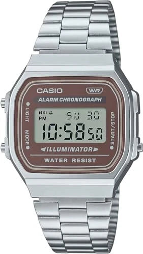 Casio Vintage A168WA-5AYDF Silver Brown Digital Watch