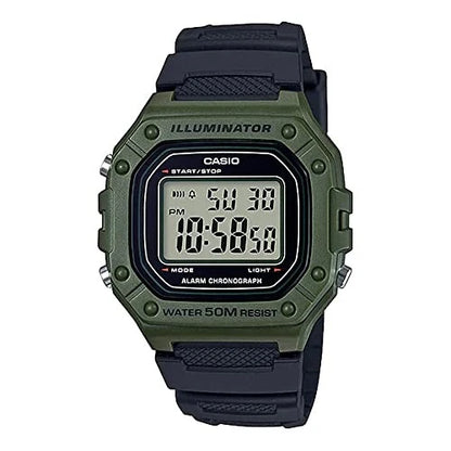 Casio W-218H-3A Men's Digital Sports Watch Green & Black Resin Strap