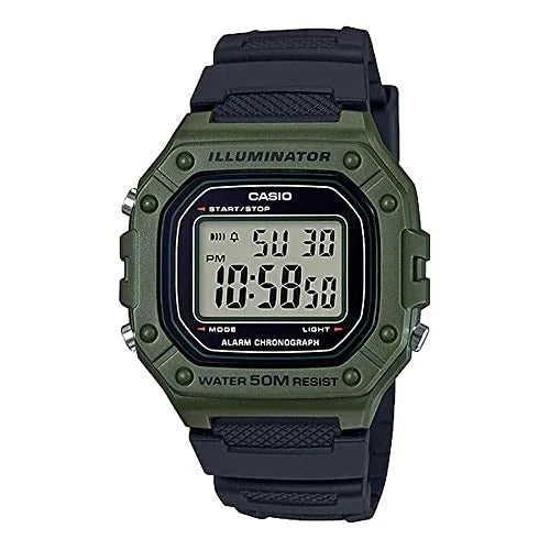 Casio W-218H-3A Men's Digital Sports Watch Green & Black Resin Strap