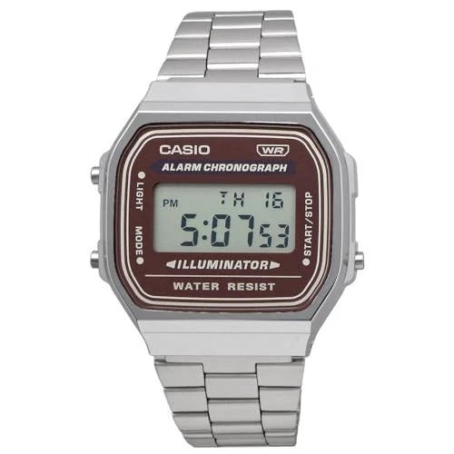 Casio Vintage A168WA-5AYDF Silver Brown Digital Watch