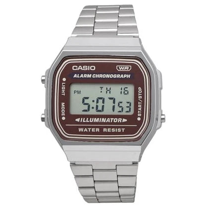 Casio Vintage A168WA-5AYDF Silver Brown Digital Watch