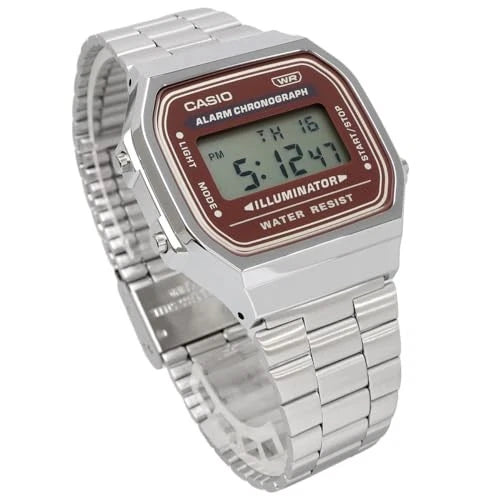 Casio Vintage A168WA-5AYDF Silver Brown Digital Watch