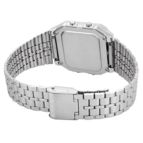 Casio Vintage A500WA-1DF World Time Digital Watch – Silver Stainless Steel