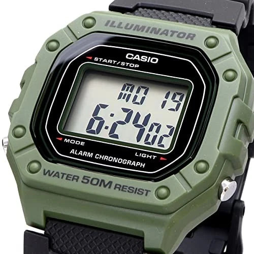 Casio W-218H-3A Men's Digital Sports Watch Green & Black Resin Strap