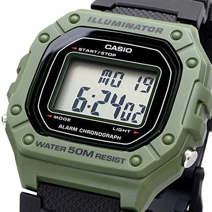Casio W-218H-3A Men's Digital Sports Watch Green & Black Resin Strap