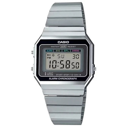 Casio Vintage A700W-1ADF Super Slim Digital Watch – Black Stainless Steel