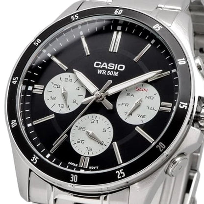 Casio MTP-1374D-1A3VDF Men’s Black Dial Steel Watch.