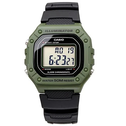 Casio W-218H-3A Men's Digital Sports Watch Green & Black Resin Strap