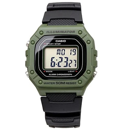 Casio W-218H-3A Men's Digital Sports Watch Green & Black Resin Strap