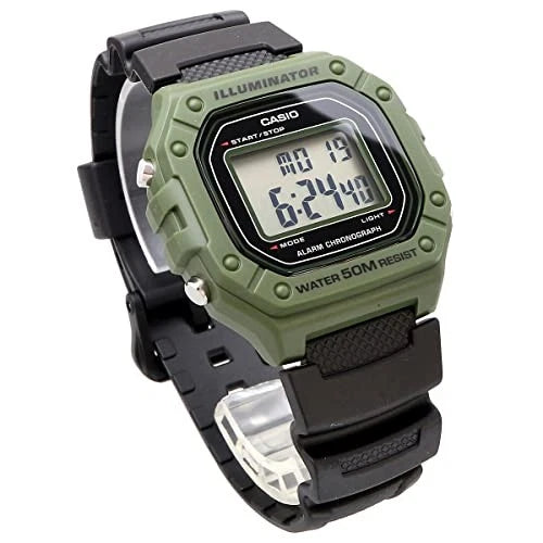 Casio W-218H-3A Men's Digital Sports Watch Green & Black Resin Strap